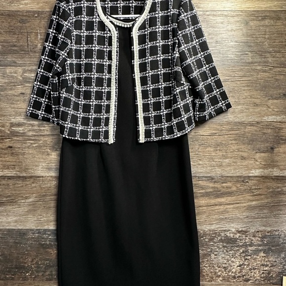 Maya Brooke Black & White Dress and Blazer Set Size 8 - Picture 1 of 8